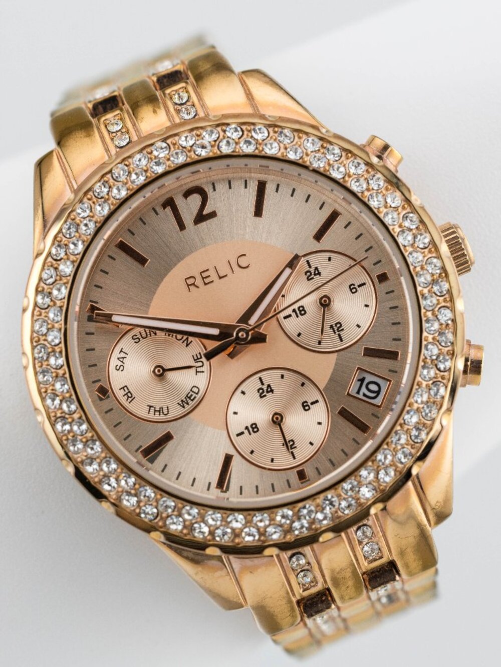 Relic ZR15787 Chronograph Quartz Analog Women's Watch New Battery